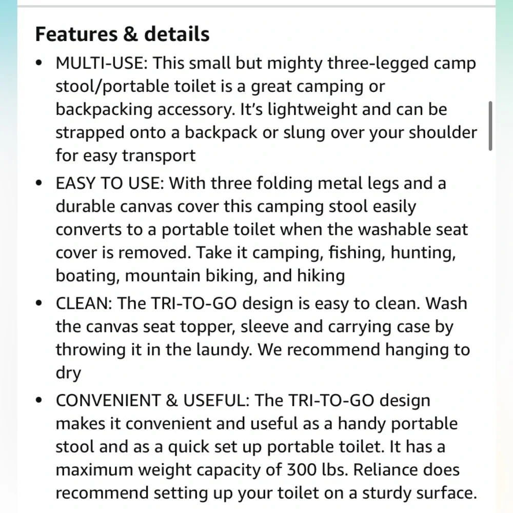 RELIANCE I Camping Chair Stool / Portable Toilet Green NEW